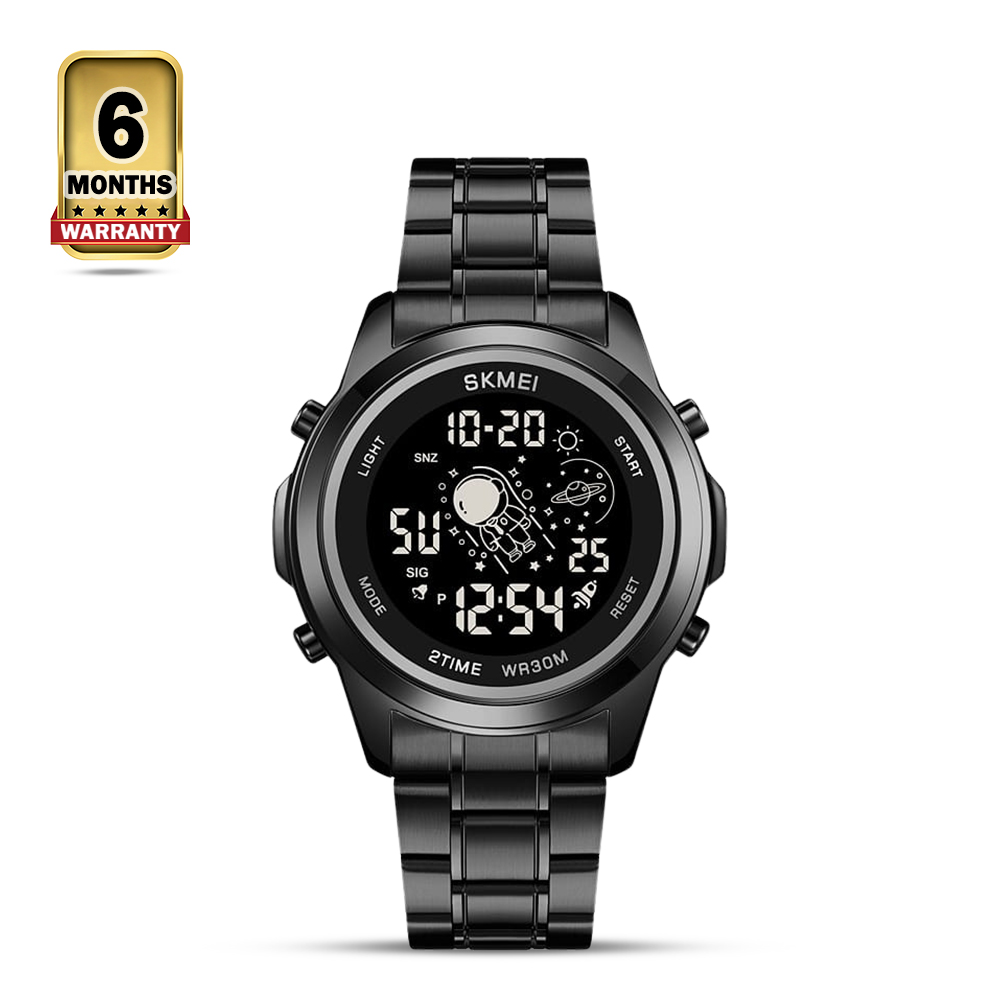 Skmei 2019 Stainless Steel Electronic Wrist Watch For Men Black