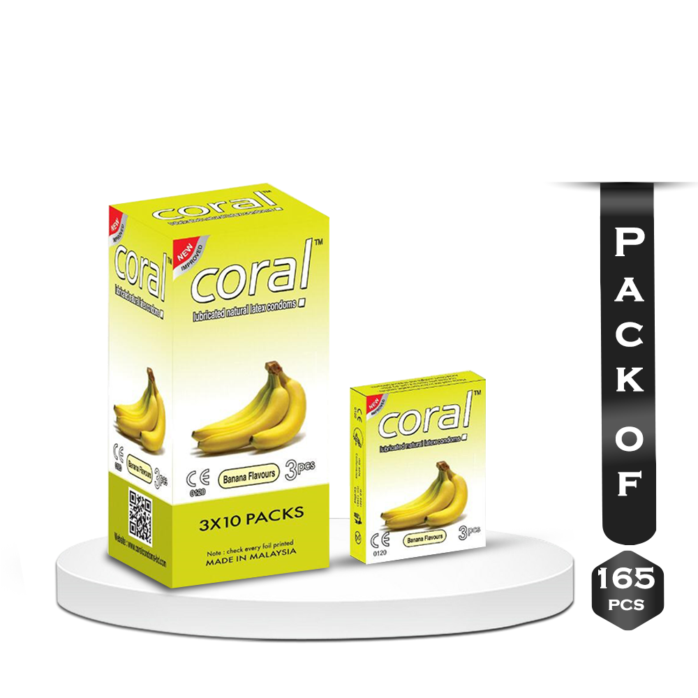 Pack of 165Pcs Coral Banana Flavour Condom