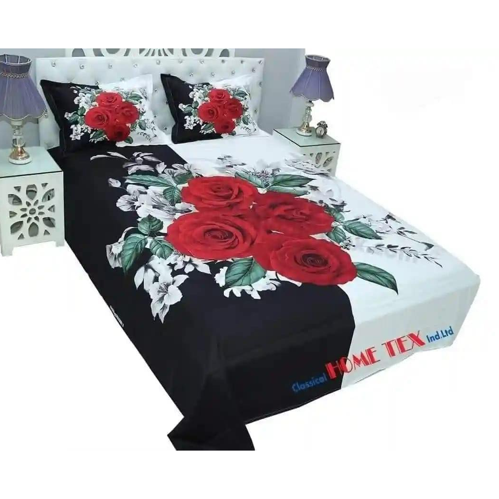 Panel Cotton King Size Bedsheet With Pillow Cover - Multicolor - 192437