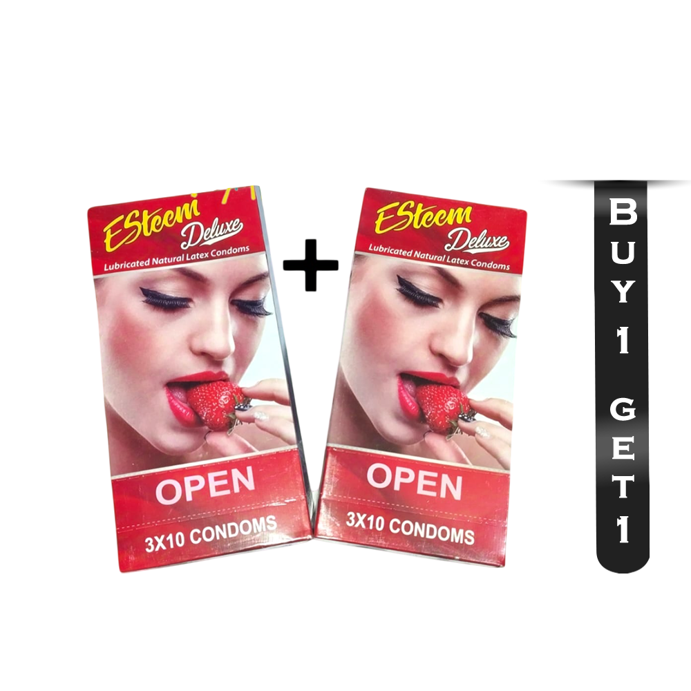 Buy 1 Get 1 Esteem Deluxe Lubricated Natural Latex Condoms - 60 Pcs