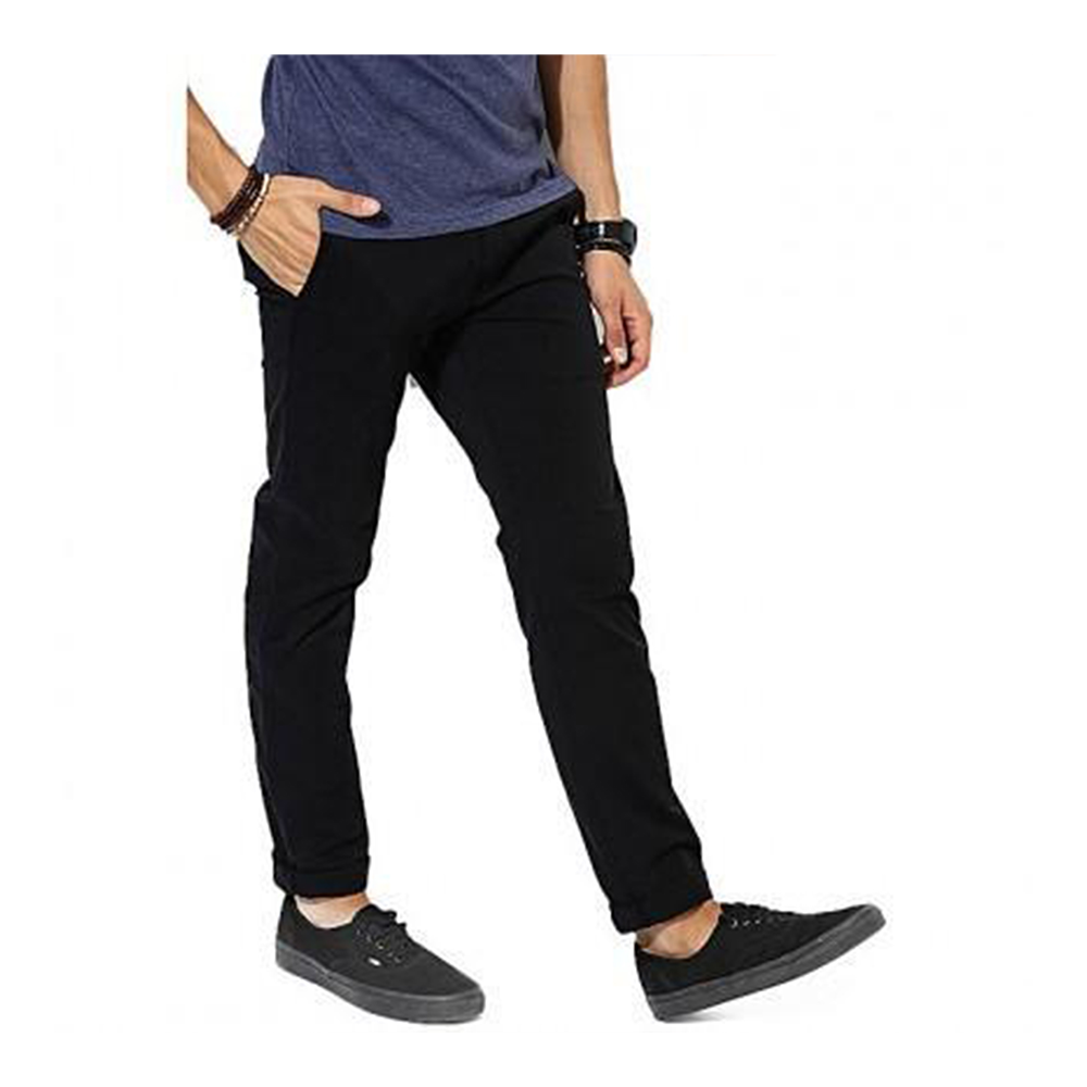 Cotton Chinos Gabardine Pant For Men - Deep Black - NZ-3158