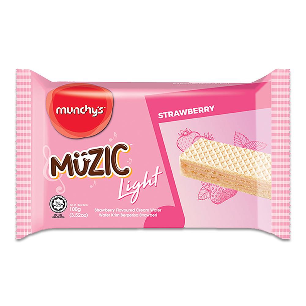 Munchys Muzic Light Strawberry Flavoured Cream Wafer - 100g - 200001663