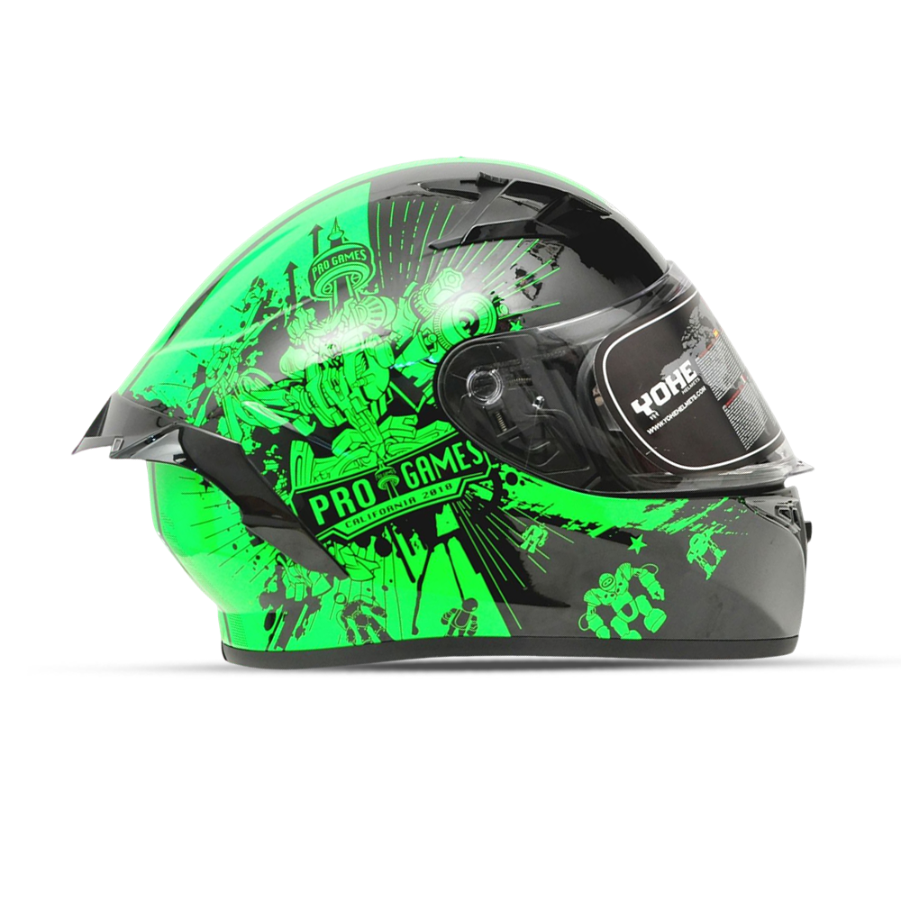 Yohe 978-2-27 Pro Games Spoiler Full Face Glossy Helmet - Green
