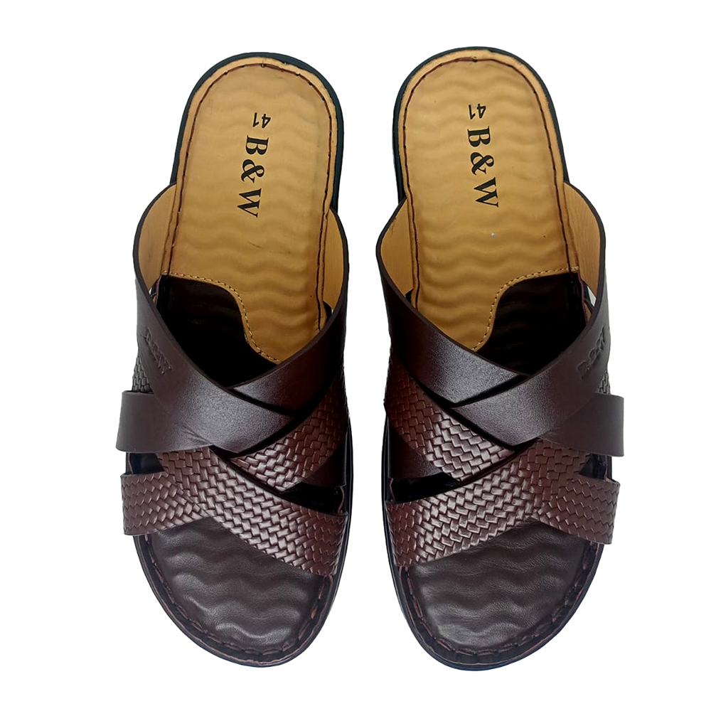 Leather Sandal For Men - Chocolate - BW10530