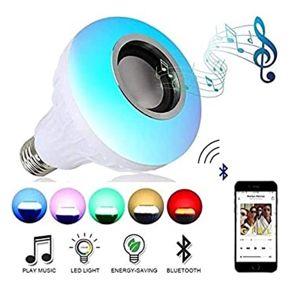 Remote Control Bluetooth Speaker LED Bulb - White