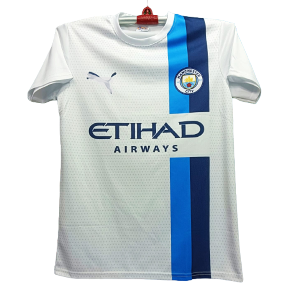 Manchester City FC Mesh and Polyester Half Sleeve Fan Version Jersey - White