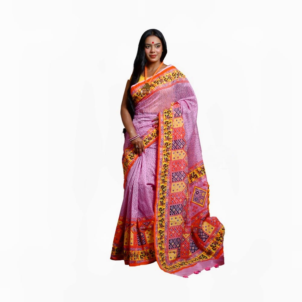 Skin Print Silk Cotton Saree For Women - Cadillac Pink - SC17