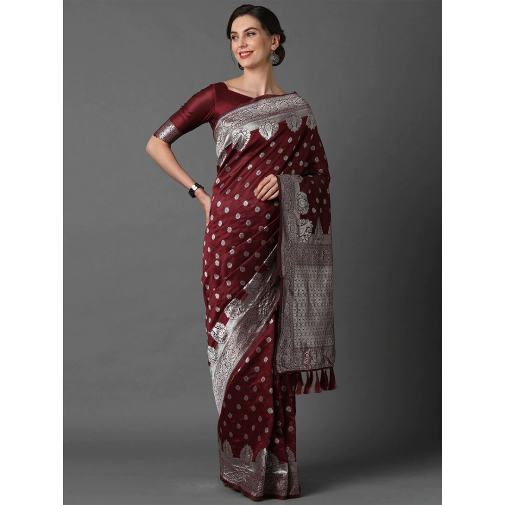 Silk Printed Gorgeous Saree With Blouse Piece For Women - Light coffee - MN-742