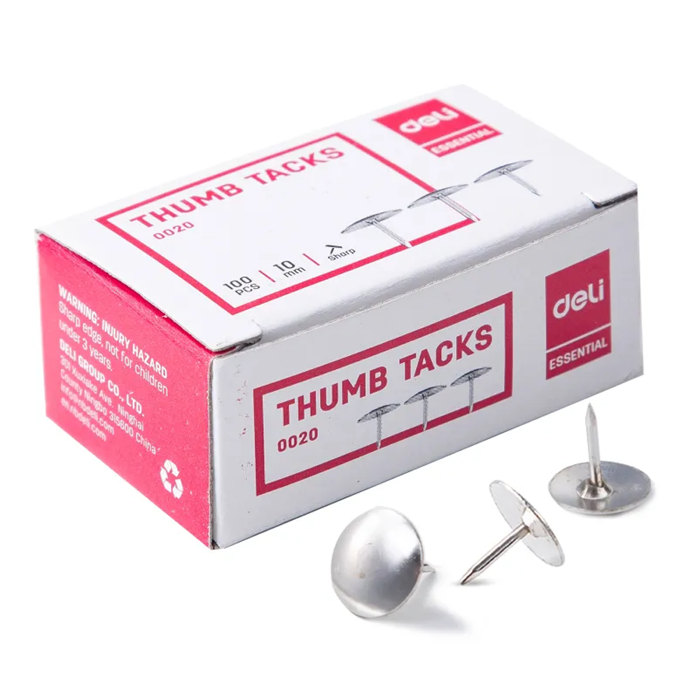 Deli E0020 Thumb Tacks - 100 Pcs Box