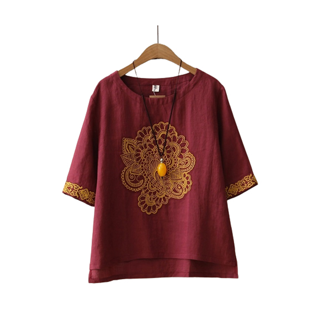 China Lenin Tops For Women - LT-04 - Maroon