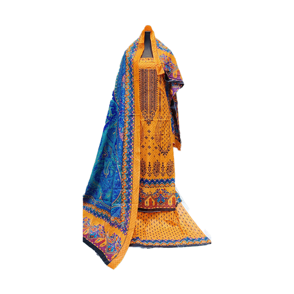 Proud PL-SL00058 Unstiched Cotton Digital Print Lawn Salwar Kameez For Women - Orange