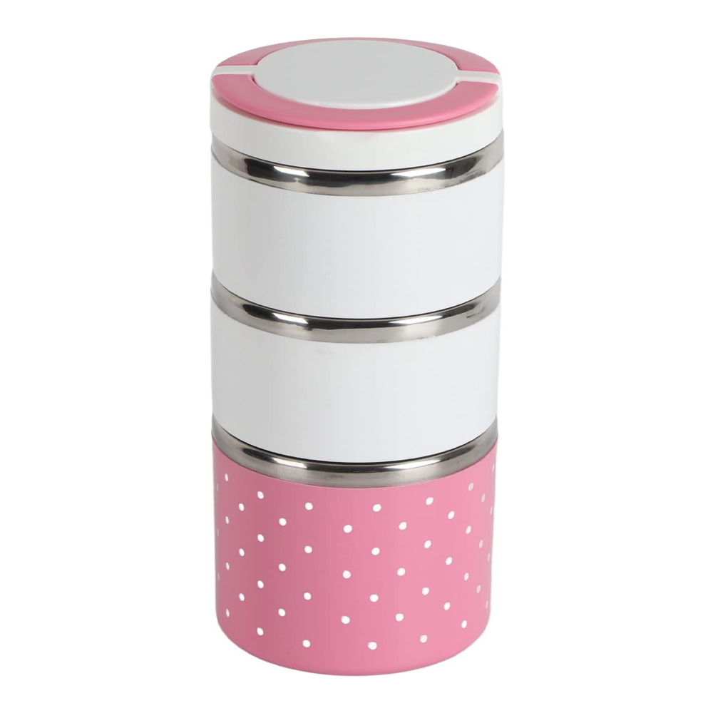 Topyond 3 Layer Stainless Steel Thermal Lunch Box - Pink