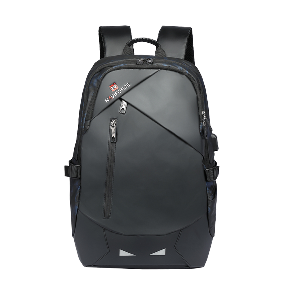 Naviforce NVF6807 Nylon Business Laptop Backpacks With USB Charging - Black