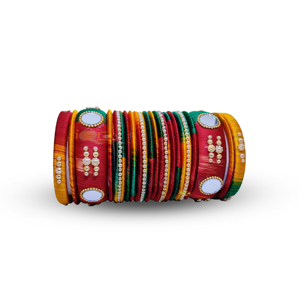 Silk Thread Reshmi Bangles Churi For Women - Multicolor 
