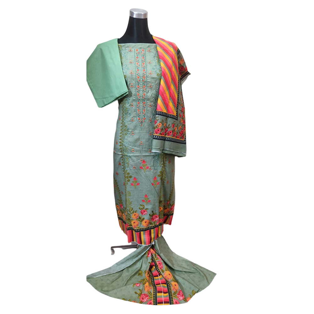 Cotton Embroidery Salwar Kameez For Women - Mint