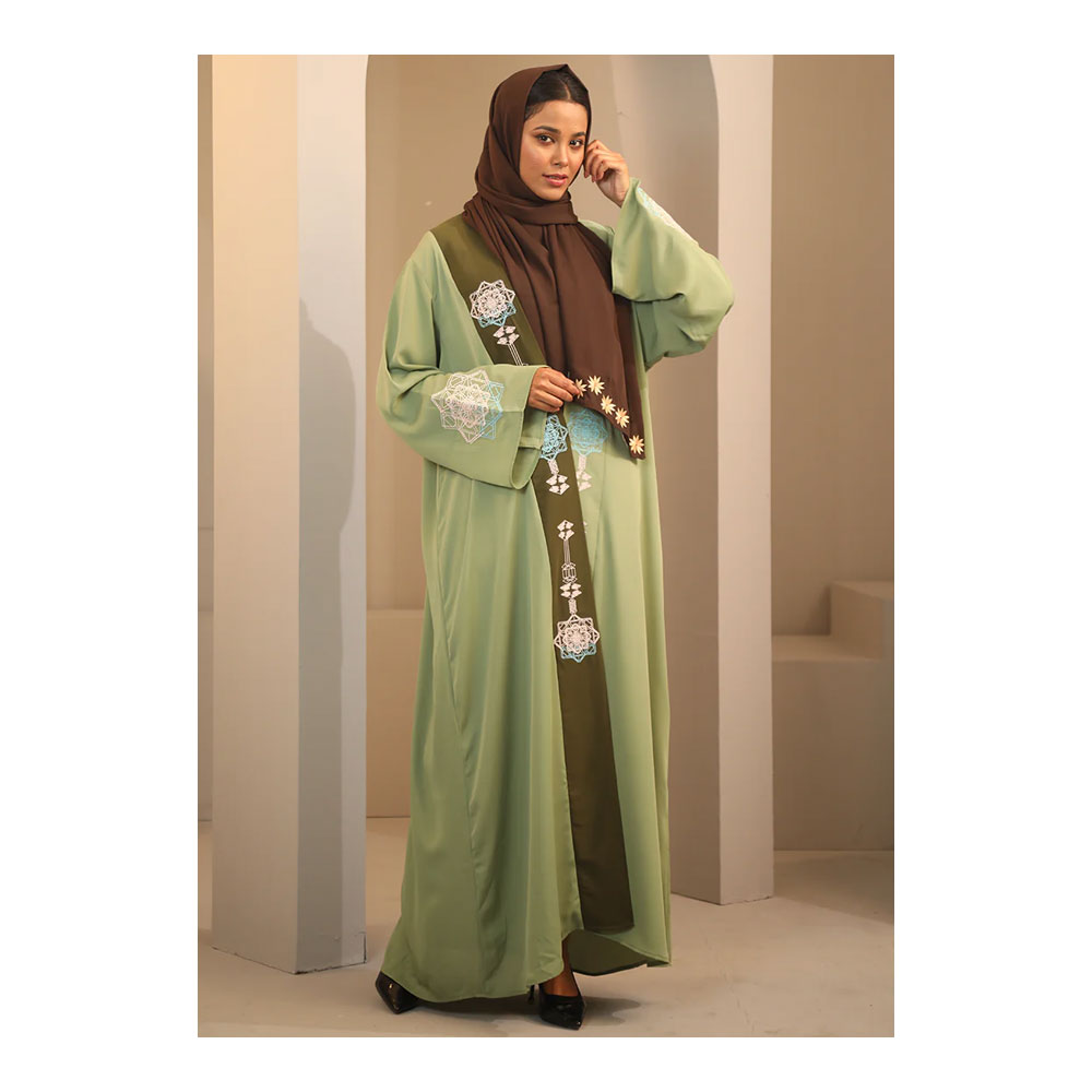 Buy Hiba Solid Fabric Abaya for Women - 0224 000259 - Light Olive and Get Freyias Damage Repair Shampoo with Coconut Milk - 220ml Free