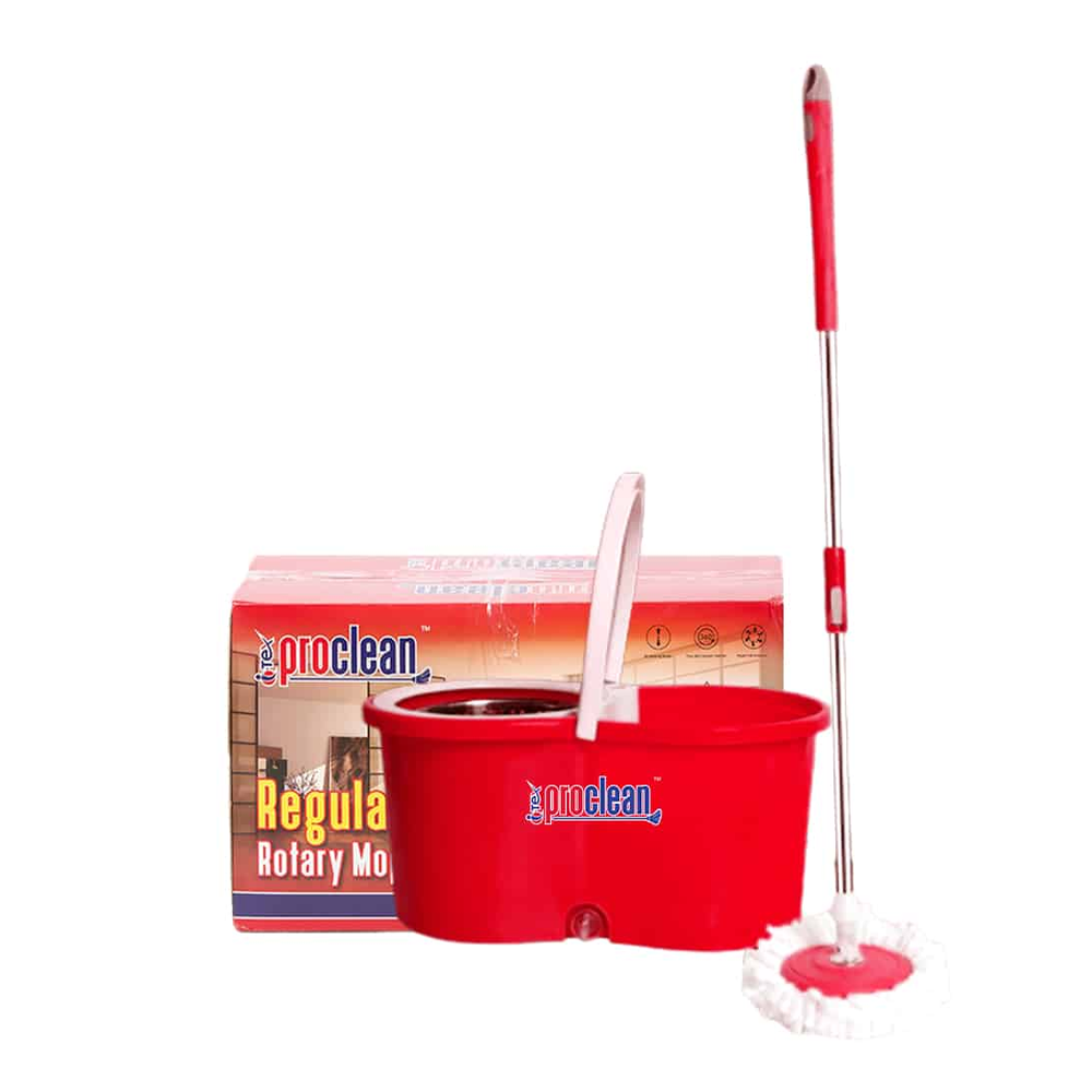 Microfiber 360 Degree Spin Mop With Bucket - Red - RM-9586