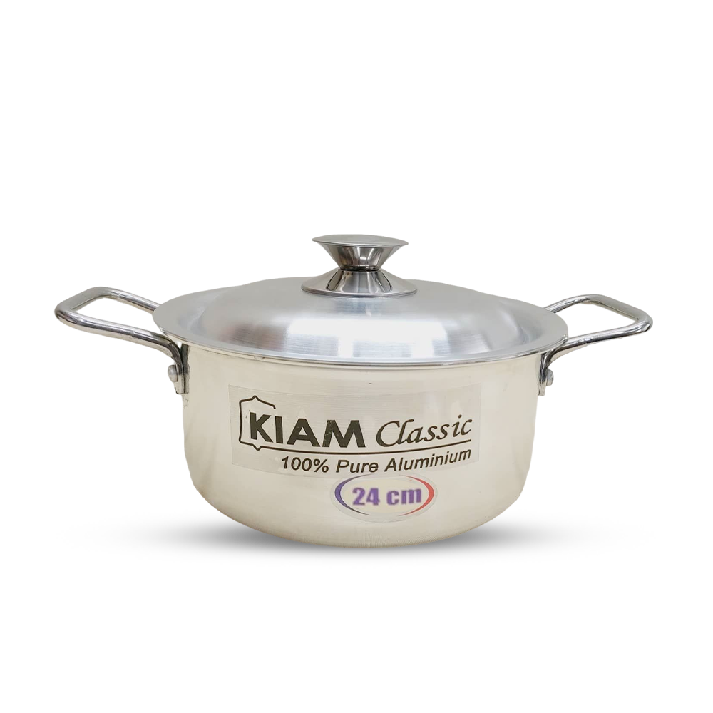 Kiam Classic Pure Aluminum Cookware With Aluminum Lid Stock Pot 24 Cm - Silver