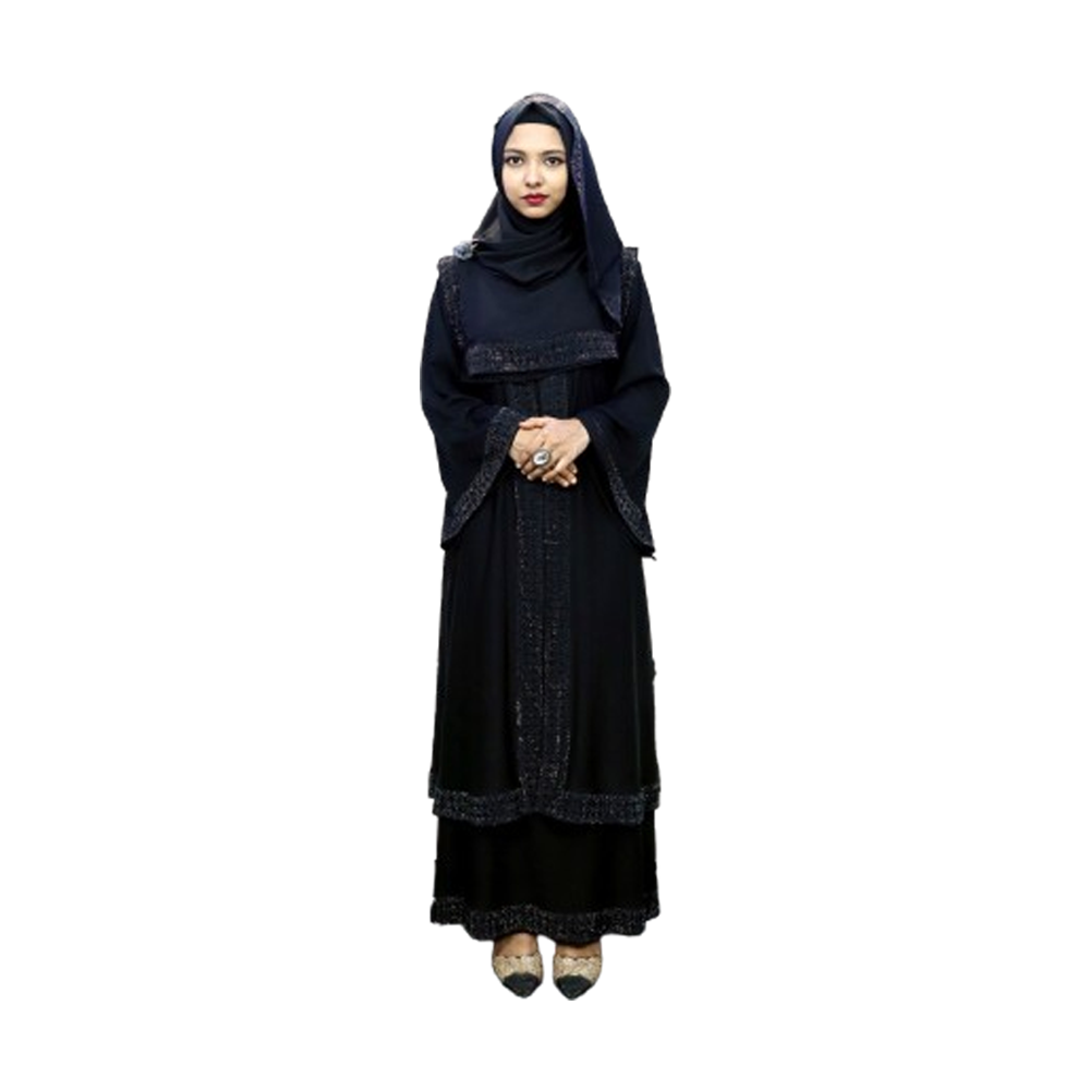 Dubai Cherry Abaya Borkha With Hijab For Women - Black - BK-K52