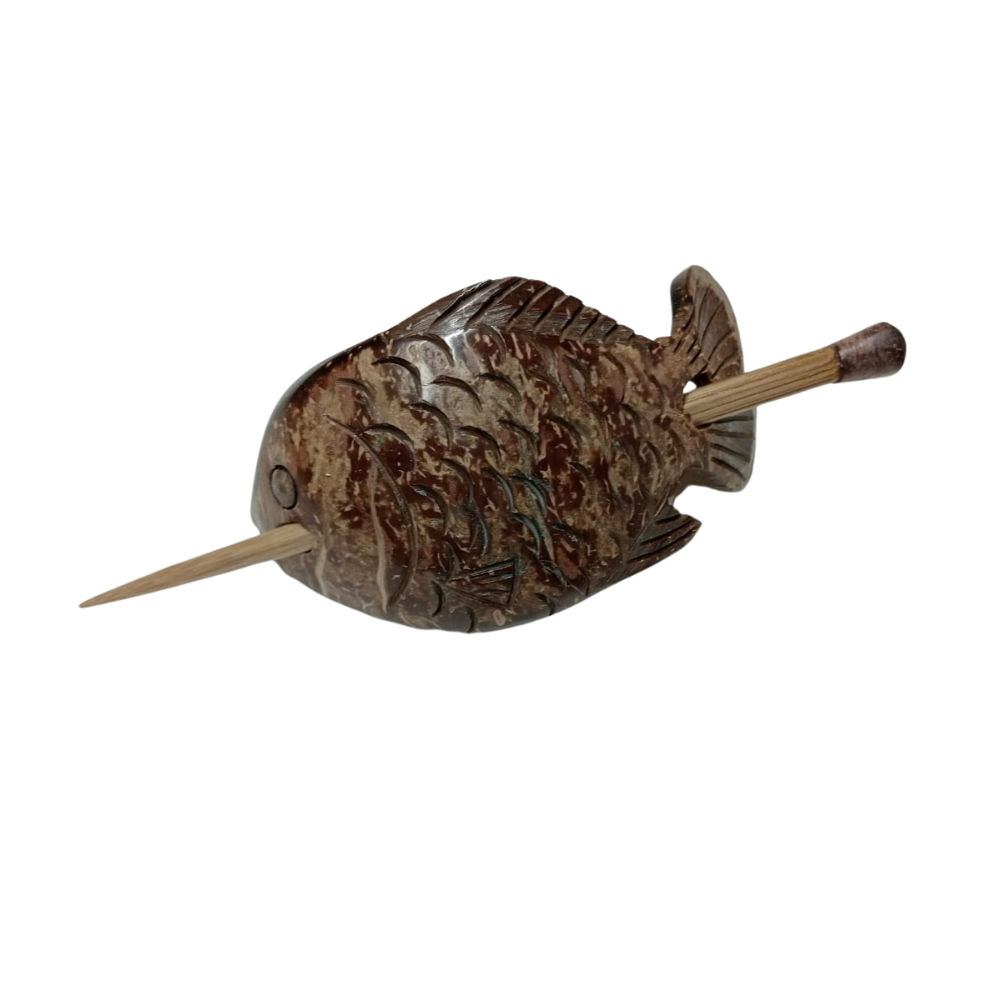 Coconut Shell Hair Pin - Brown - OR00014