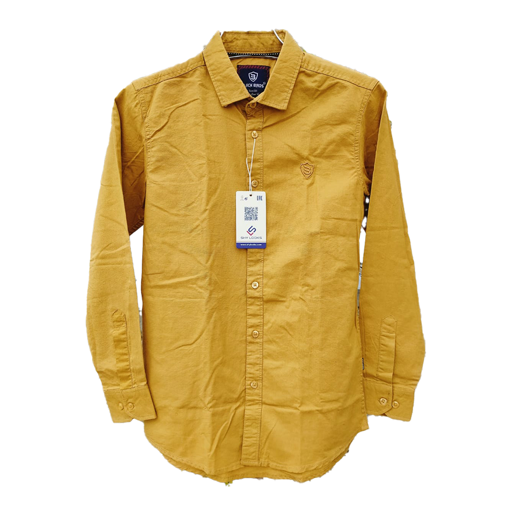 Oxford Cotton Full Sleeve Shirt For Men - Yellow - OP51