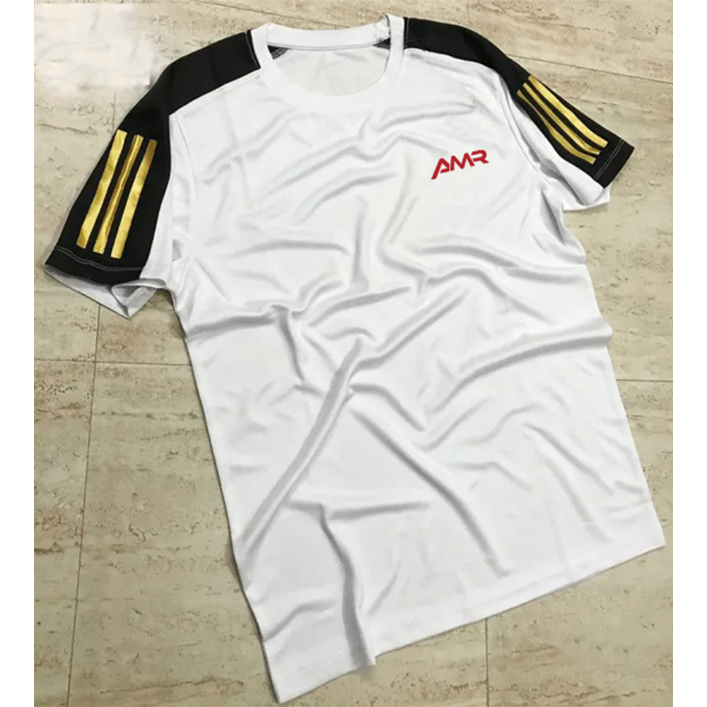 Mesh Half Sleeve T-Shirt For Men - White - T-122