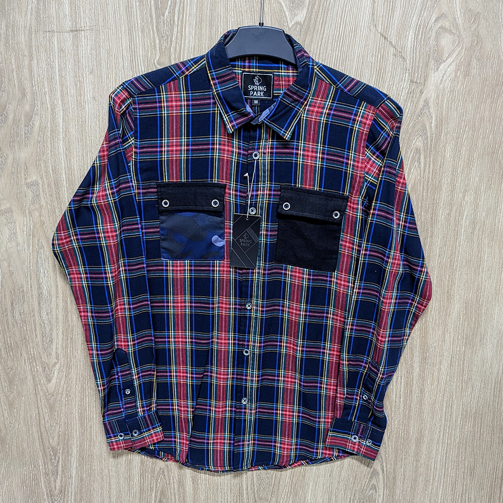 Flannel Full Sleeve Double Pocket Casual Check Shirt For Men - Multicolor - SP1003