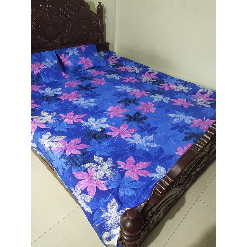 Twill Cotton King Size Double Bed Sheet - Multicolor - BA12