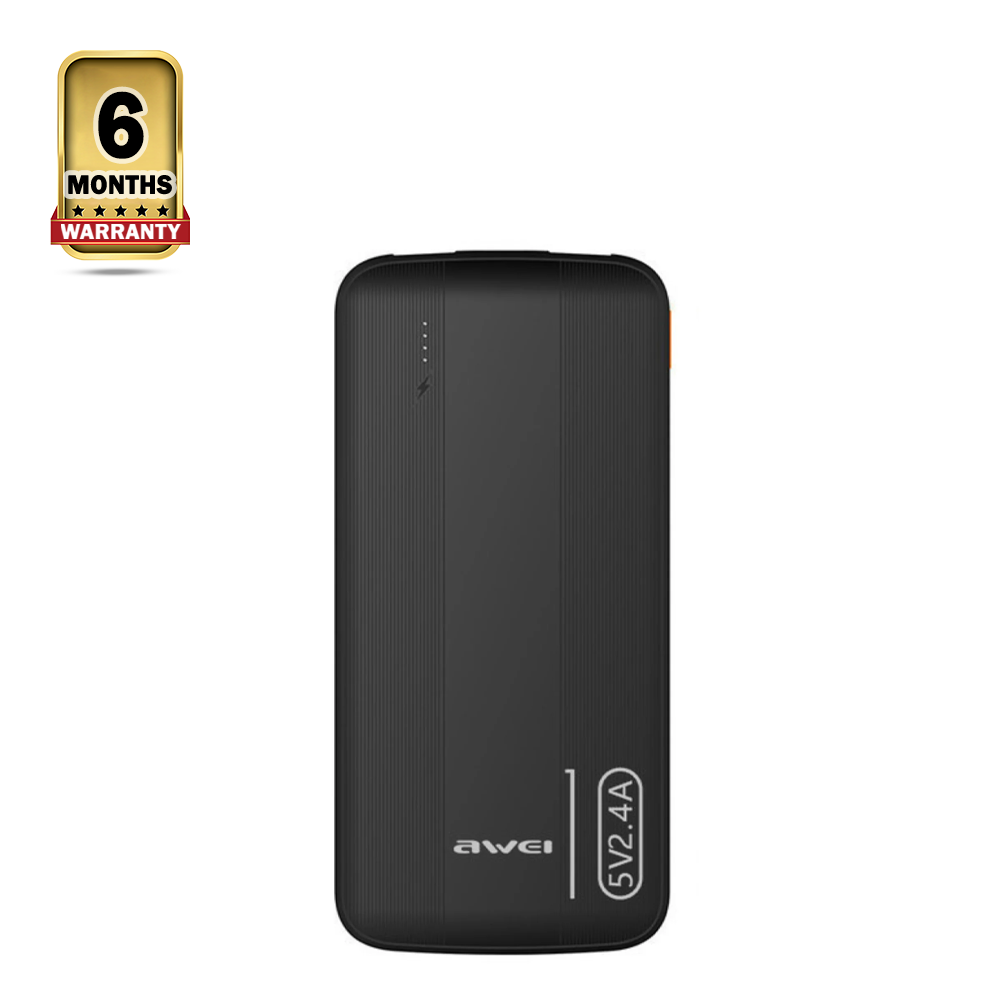 Awei P20K 2.4A Slim Power Bank Dual Output - 10000mAh - Black