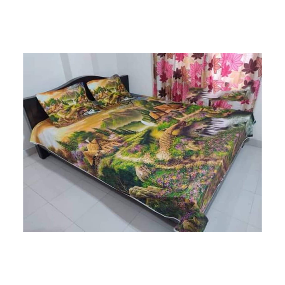 King Size Cotton Panel Bedsheet - ST-254 - Multicolor