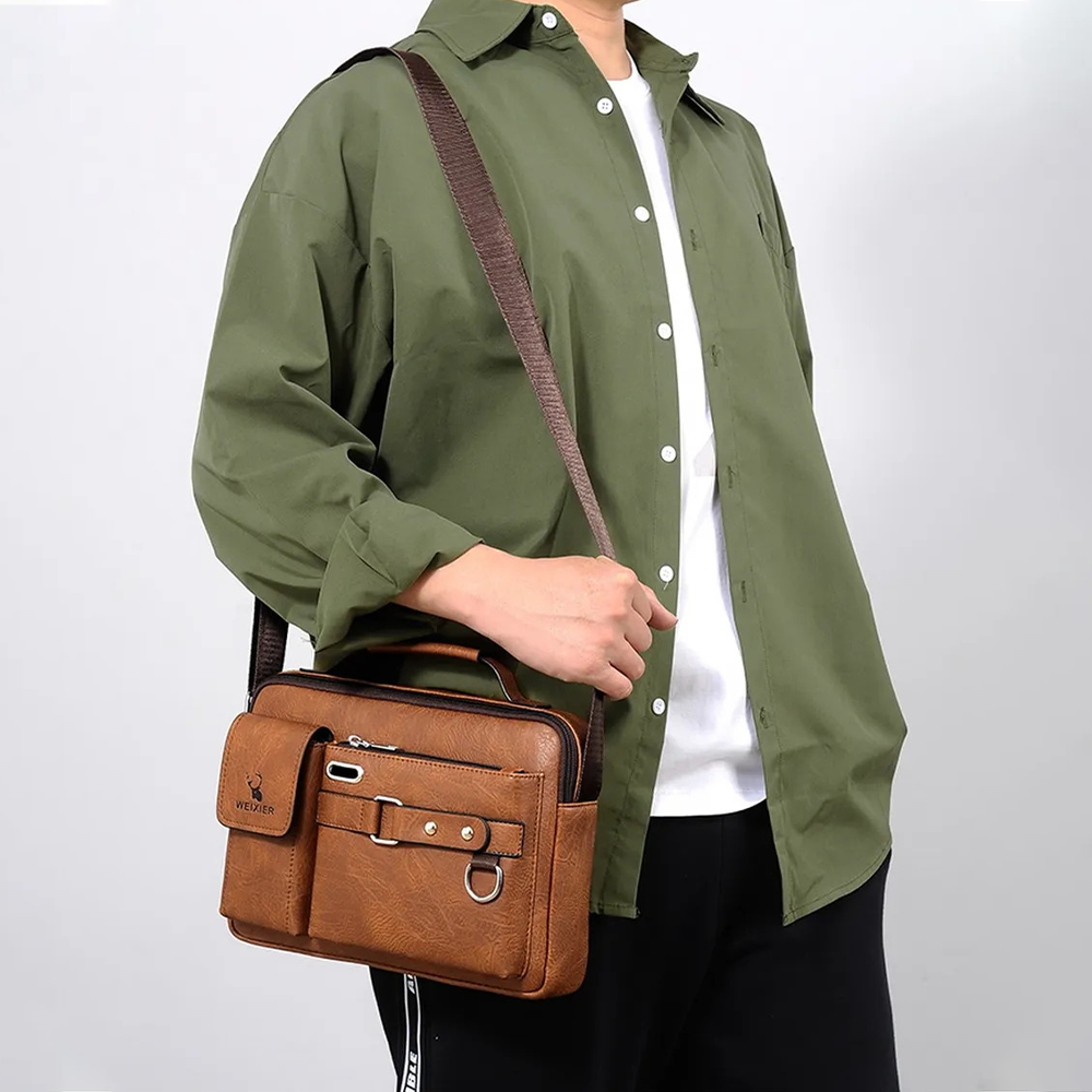 Male leather 2024 crossbody shoulder bag