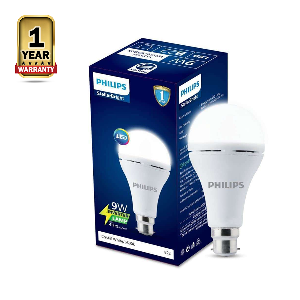 Philips B22 Pin Type LED Emergency AC-DC Bulb - 9W - White