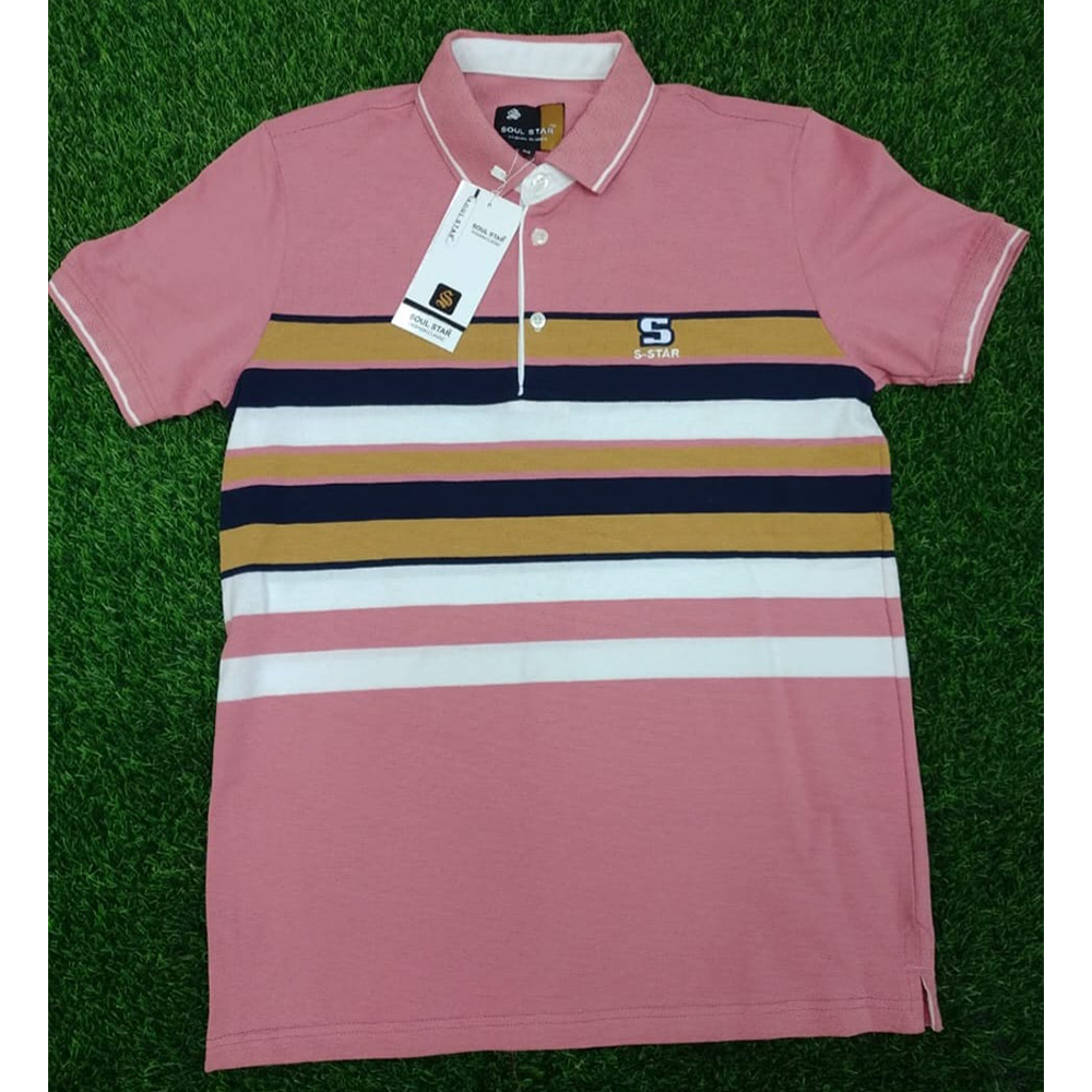 Cotton Polo T-Shirt For Men - Pink