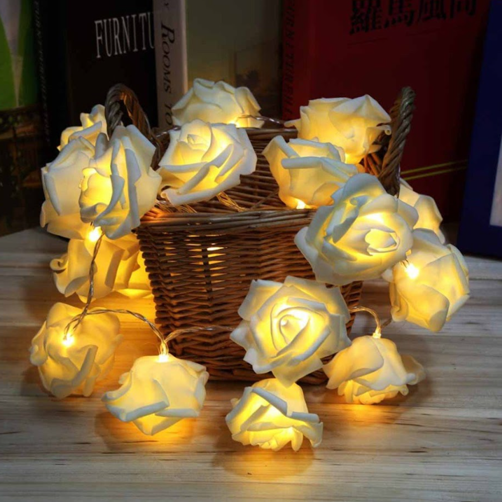 Decorative Fairy Lights Rose Flower Shape - Gold