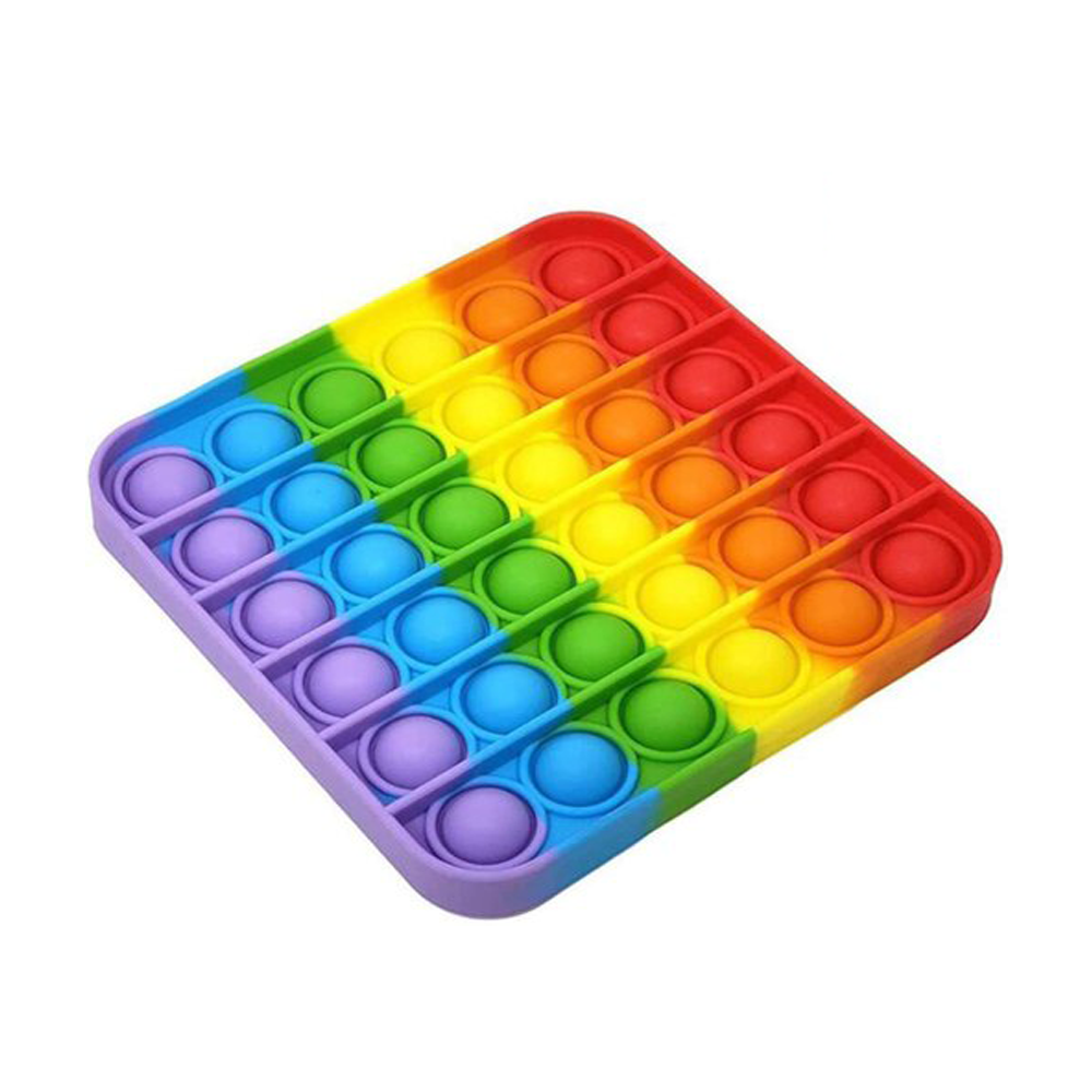Rainbow Square Shape Popit Toy Game Fidget Toy - Multicolor