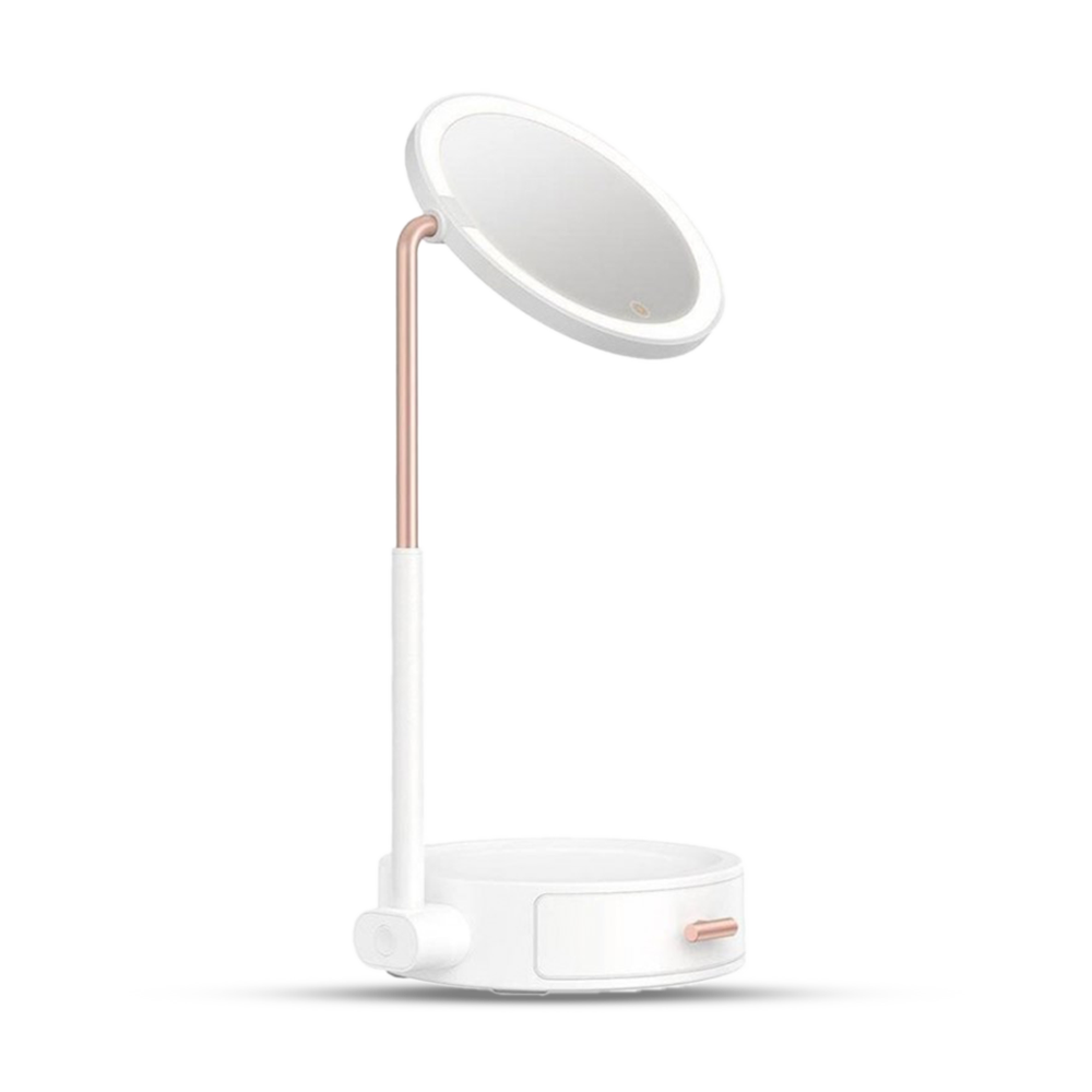 Baseus DGZM-02 Lighted Makeup Mirror With Adjustable Lamp Storage - Rose Gold and White