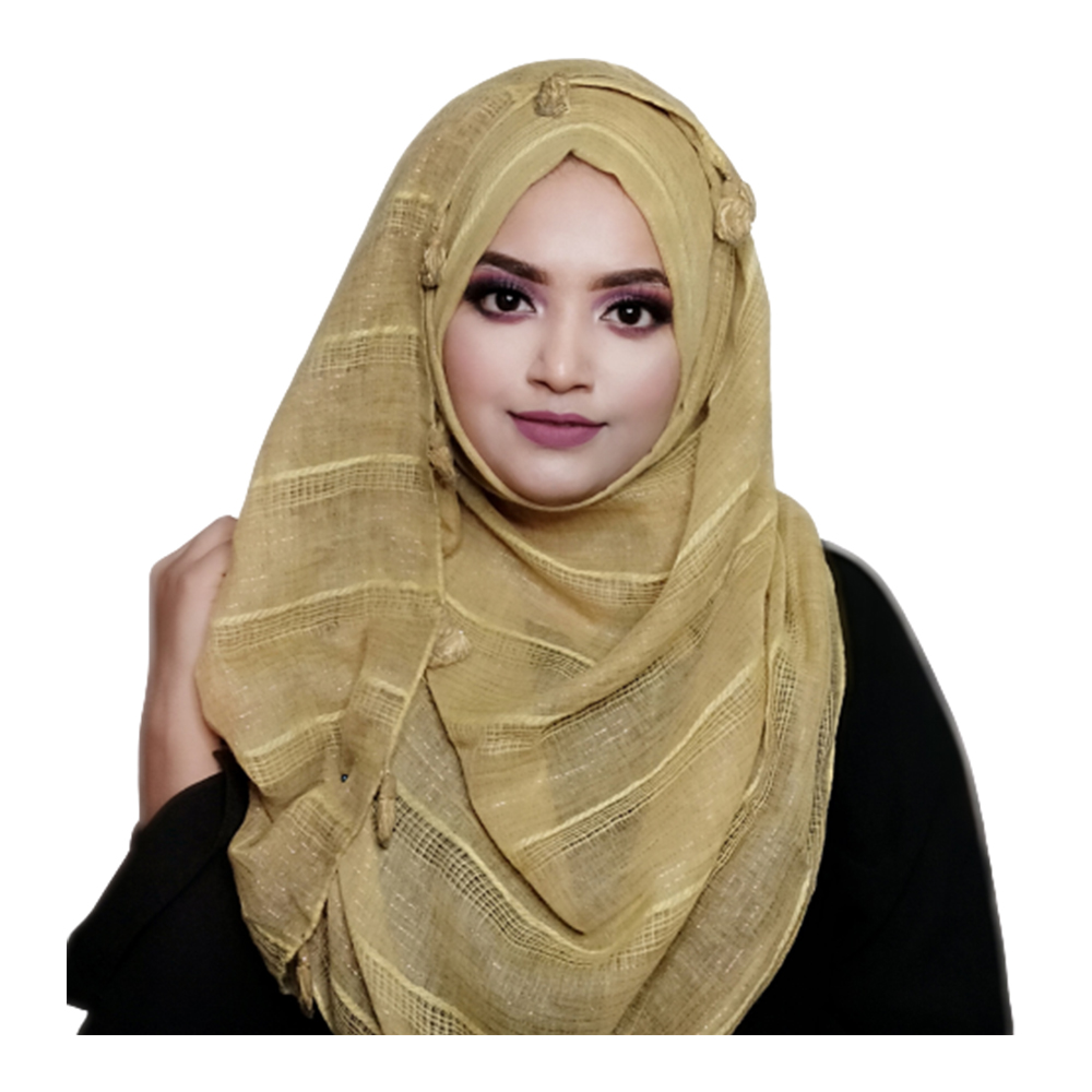 Cotton Hijab For Women with Golden Line - Yellow