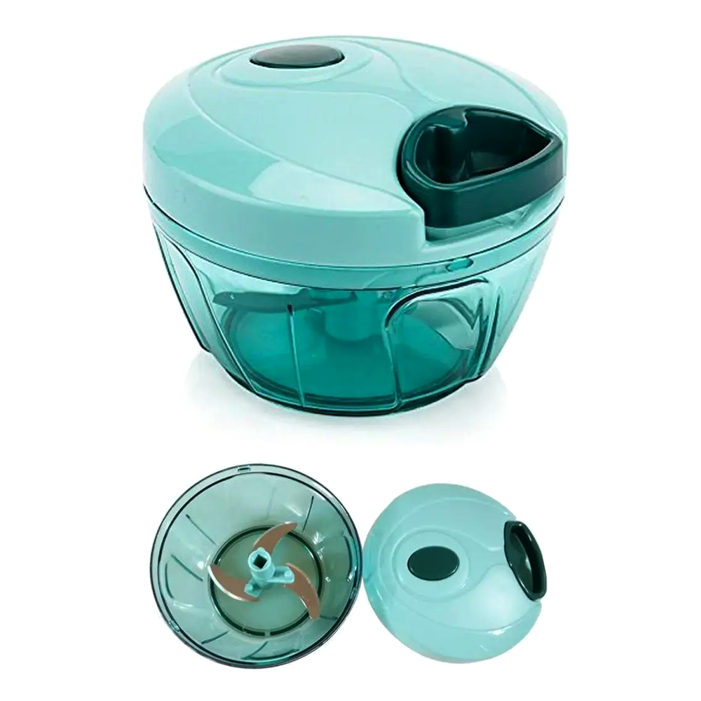 Mini Pull String Manual Food Processor Chopper Blender Aqua