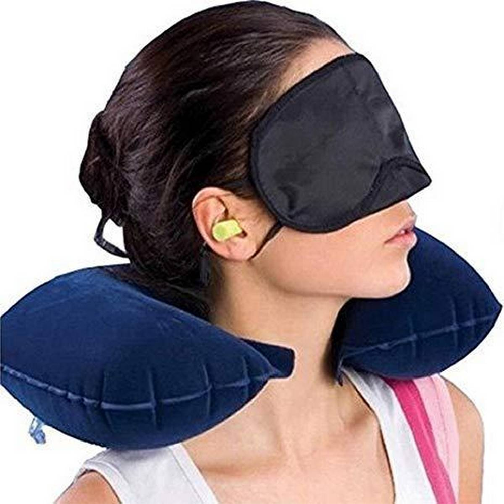 3 In 1 Travel Set - Neck Pillow, Eye Mask and Ear Plug