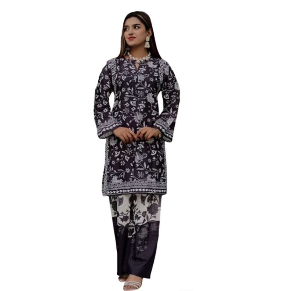 Dubai Silk Digital Printed Readymade Salwar Kameez For Women - Multicolor - 2F-06