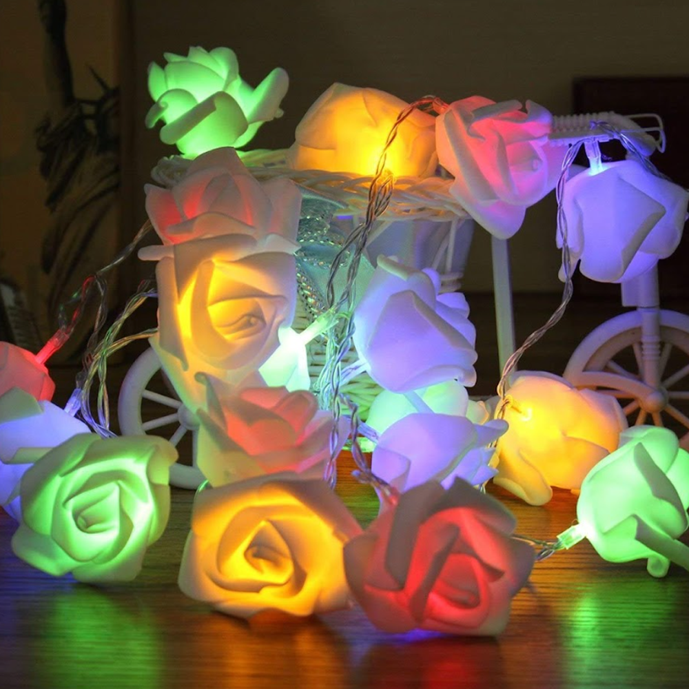 Decorative Fairy Lights Rose Flower Shape - Multicolor