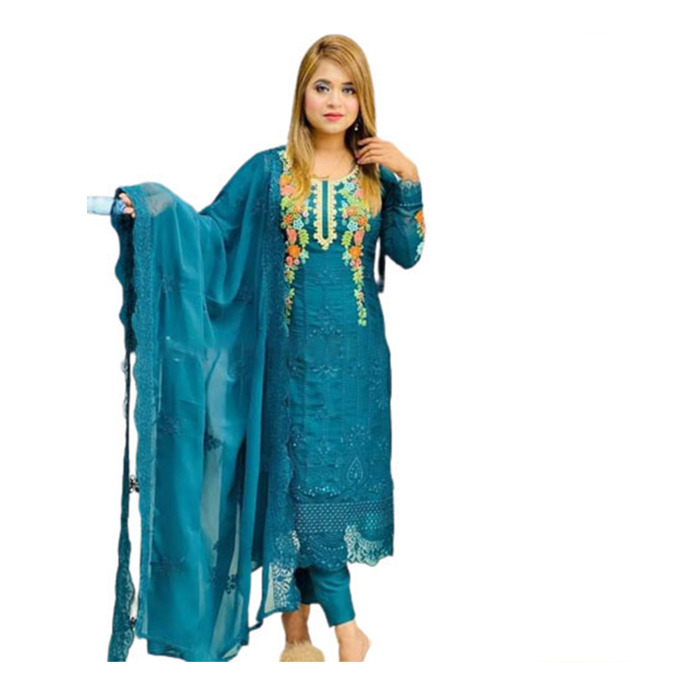 Soft Georgette Embroidery Unstitched Salwar Kameez For Women - Pest - 4G-32