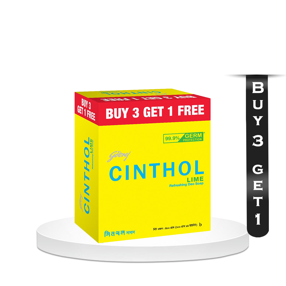 Buy 3 Cinthol Lime Refreshing Deo Soap Get 1 Free - 400gm