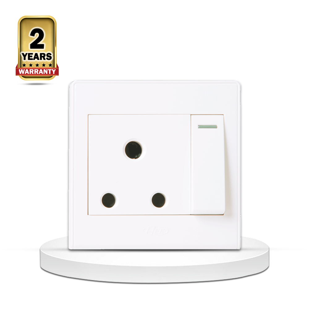 HEE SMART 15A 3 Pin Round Switched Socket - White