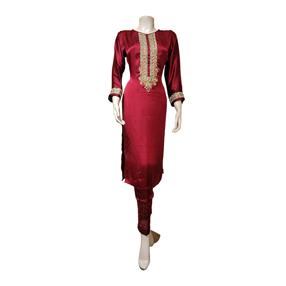 China Lilen Stitched One Piece Kameez for Women - Red - LK-03