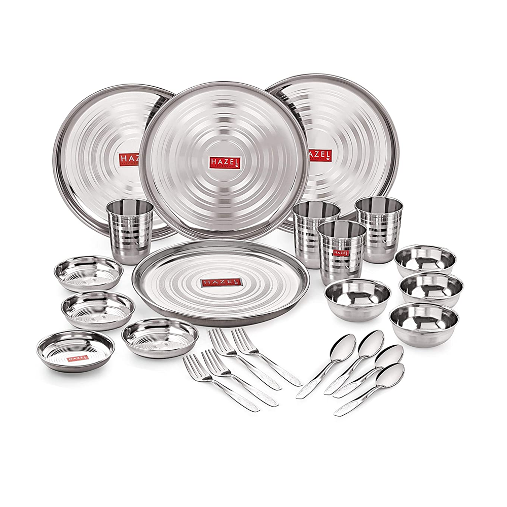 Set of 24 Pcs Stainless Steel Dinner Set - Silver