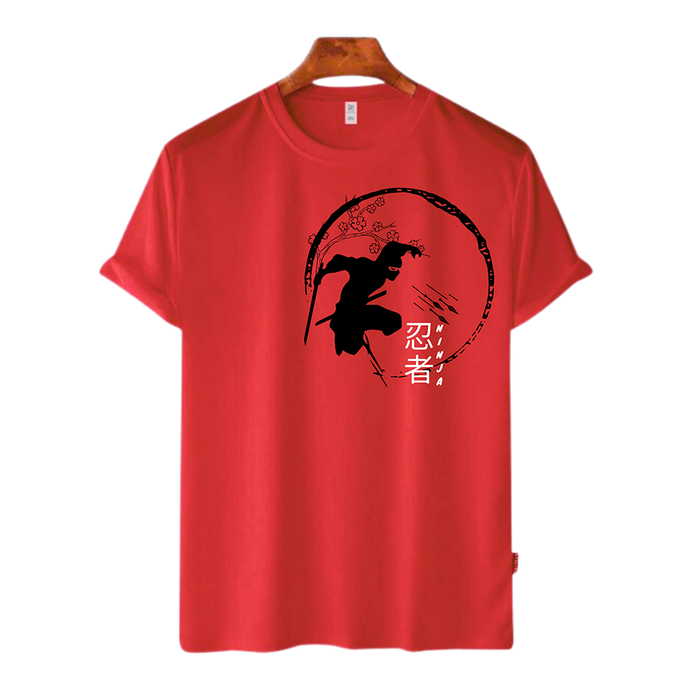 Cotton Round Neck Half Sleeve T-Shirt for Men - Light Red - W-LR-009