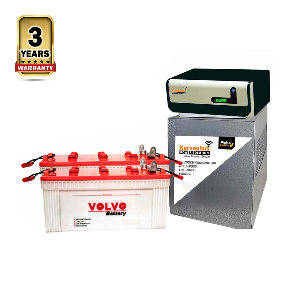 Karnaphuli Digital UPS IPS - 1500 VA - 1200 Watt - 24 Volt With Volvo 2 x 130 ah - Full Package
