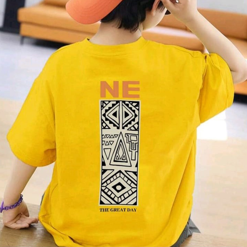 Cotton Printed Half Sleeve T-Shirt For Boys - Yellow