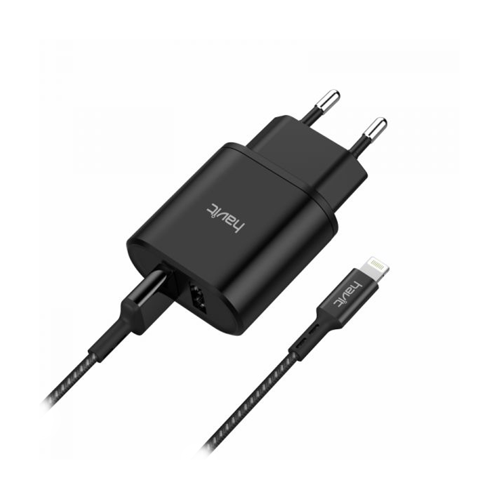 HAVIT HV-ST822 2 In 1 USB Charge Kit With USB To Lightning Cable (APPLE) - Black